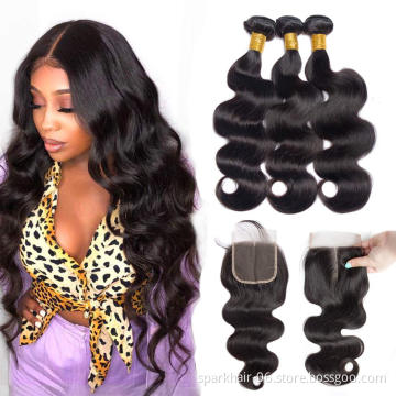 4 Bundles Human Hair With 4x4 Lace Closure,100% Vietnamese Human Hair Extensions For Black Women Straight Body  Deep Water Wave